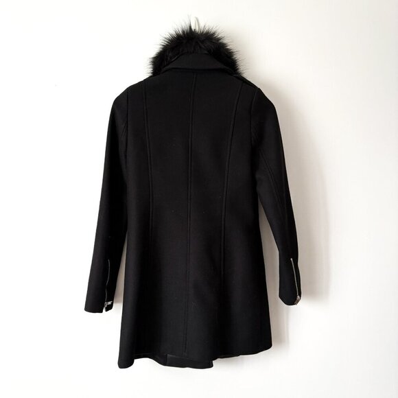 Zara Wool Blend Moto Double Zip Coat Jacket Black Size XS - Picture 6 of 10